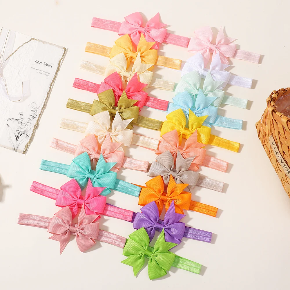 

20 шт./компл., 6,1-дюймовые банты для волос, повязки на голову для маленьких девочек, лента из репсовой ленты, резинка для фотосессии для новорожденных, аксессуары