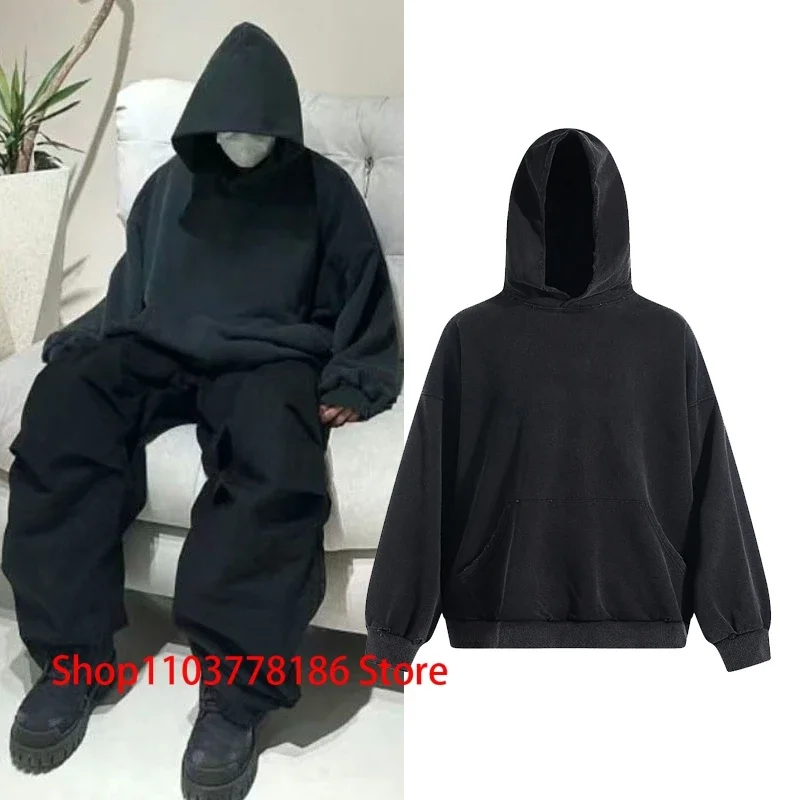 Kanye West Hoodie Men Women Fall Winter Solid Color Wash Water Destroy Pullover Street Hip Hop KANYE WEST Hooded Sweatshirt