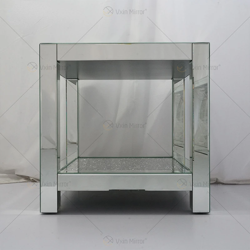 Mirror coffee table, broken diamond decorative surface, coffee table, glass furniture, square edge, a few luxuries, modern desk