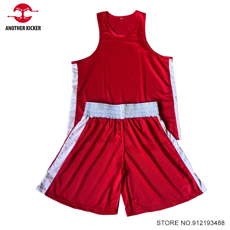 Boxing Shorts Men Women Kids Muay Thai Shorts Red Blue Black Sanda Wushu Uniform Fitness Martial Arts MMA Training Clothing Set