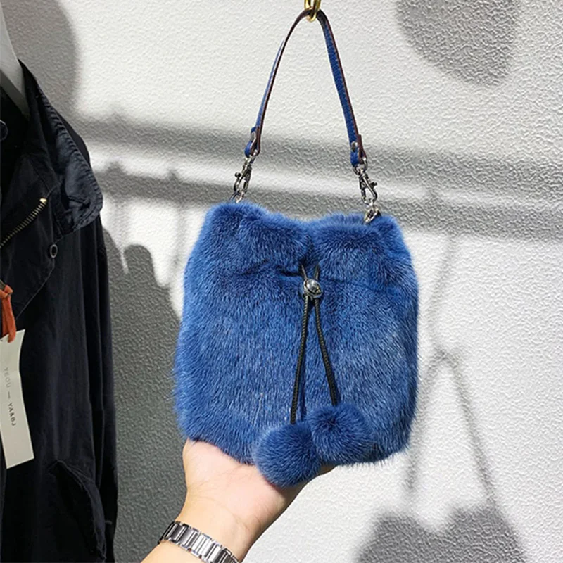 100% Real Mink Fur Handbag For Women Luxury Winter Bag Party Fur Bags For Women ,Fur Shoulder Bags