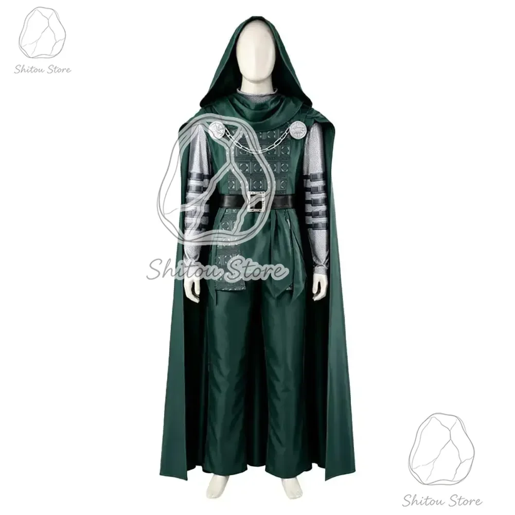 Disfraz de Doom de Dr. Doom, película de Doom, para juegos de rol, capa con capucha, abrigo, pantalones, conjunto completo de ropa para hombre, traje de Halloween y carnaval.