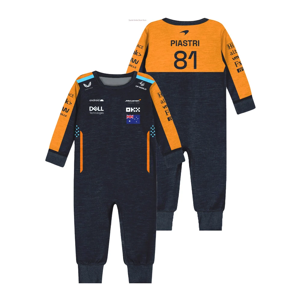 New Lando Norris F1 Team Jumpsuit for Baby Boy and Girl Outdoor Sportswear #4 MOTO GP Racing Jersey Casual Fashion Crawler suit