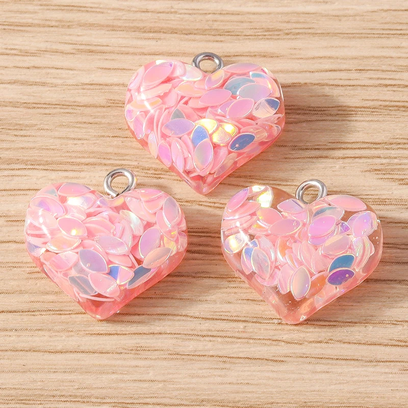 10pcs Cute Colorful Love Heart Charms Pendants for Jewelry Making Women Fashion Earrings Necklaces Bracelets DIY Crafts Supplies