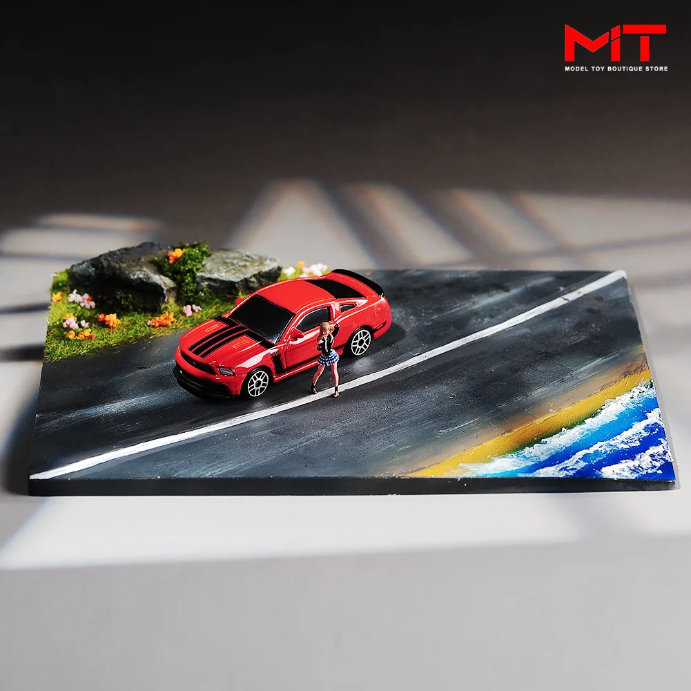 Plate-forme de scène de piste de course sur autoroute avec couvercle trempé, modèles de figurines miniatures, accessoire de modèle de voiture, 1/64, 1/43