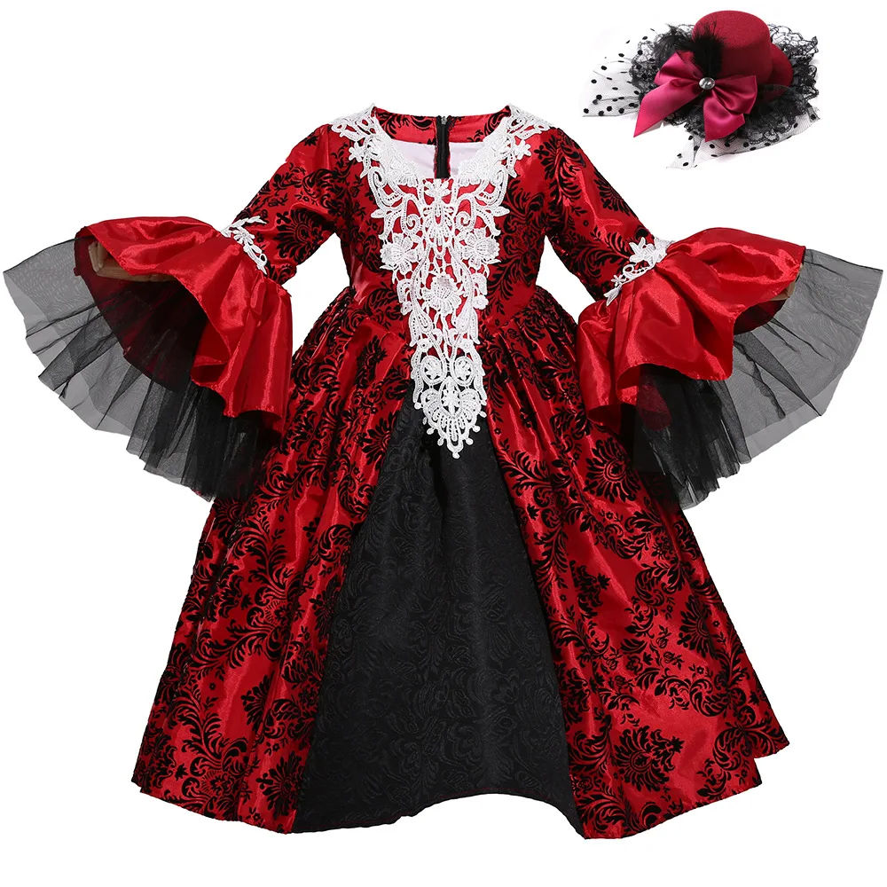 Kinderen Victoriaanse Prinses Cosplay Kostuum Lolita Jurk Vakantie Feest Meisje Vintage Court Jurk Halloween Prestatie Kleding