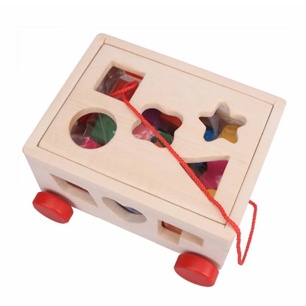 

Shape Matching Trailer Preschool Toy Graphics Multifunction Wood Building Blocks Educational Wooden