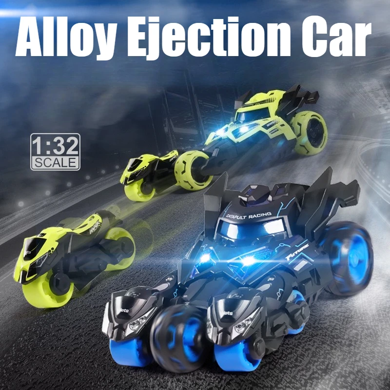 Jouets de voiture d'éjection en alliage 3 en 1 pour garçons, catapulte à inertie, modèle de voiture de moto avec son et lumière, jouet interactif pour enfants, cadeaux