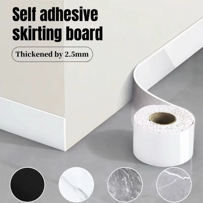 500CM Foam Tape Thickened Self Adhesive Skirting Board Marble Wall Sticker Flexible Baseboard Waistline for Windowsill Staircase