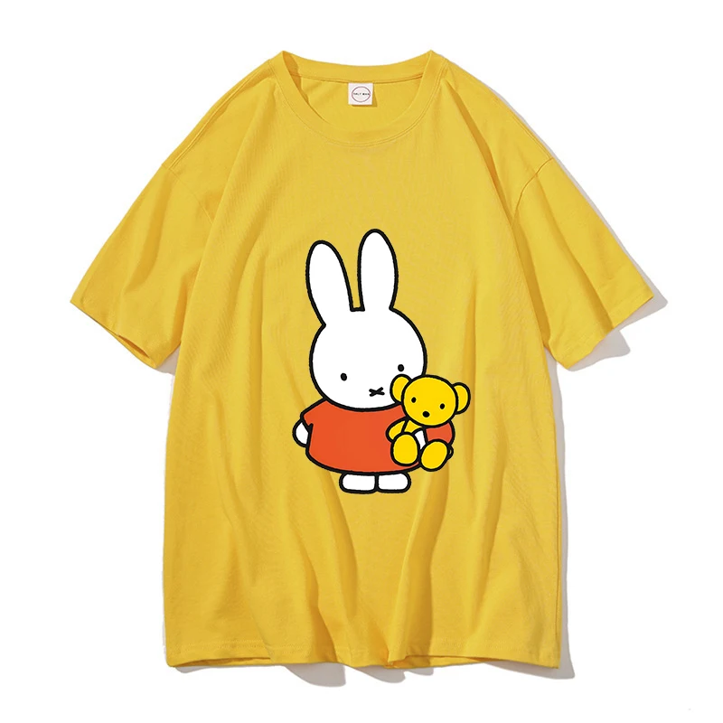Miffy Rabbit T-Shirt New Cute Cartoon Girl Boy Tops Summer WOMEN MEN Clothing Adult Anime Figure Colore Tee Family Clothes Gift - view 3
