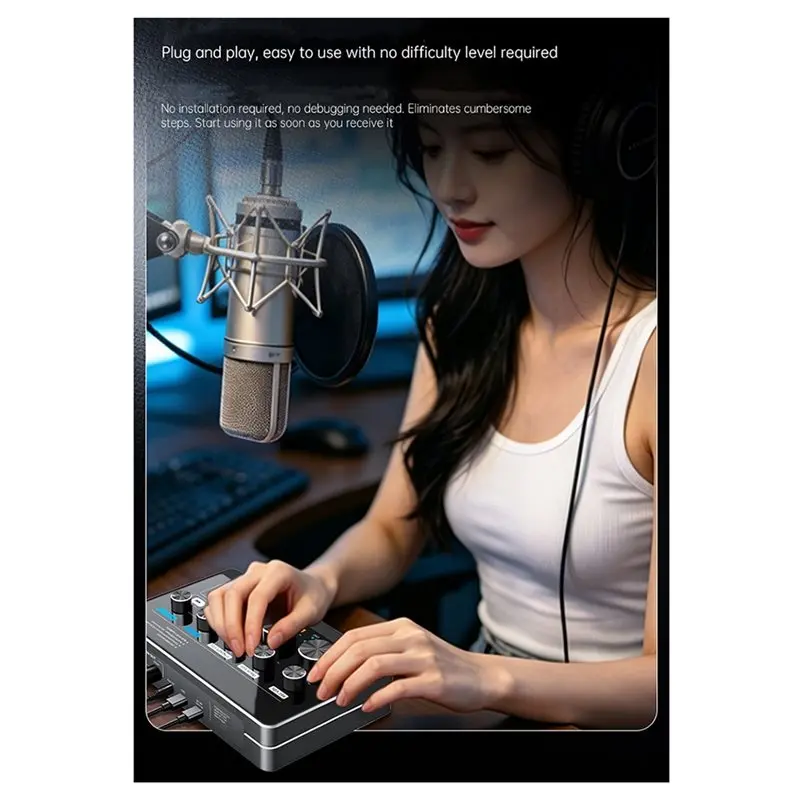 Efficientt-Professional USB Sound Card 6.35Mm Stereo Plug Noise-Canceling Bluetooth For Live Streaming Multi-Functionality And
