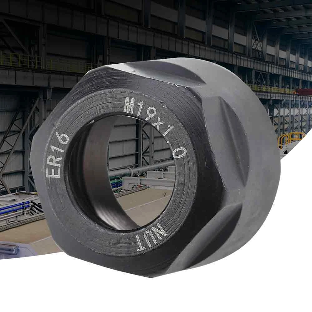 Collet Clamping Nut for CNC Milling Chuck Holder Lathe ER16 A&M Type M19*1.0 Black