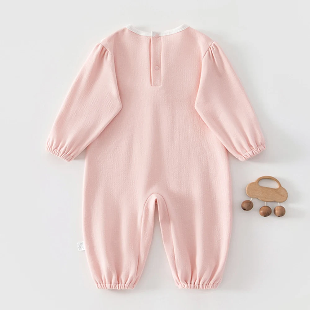 Valentine Baby Rompers Long Sleeve Flower Embrodiery Spring Baby Girl Clothing Cotton 1st Birthday Pink Infant Jumpsuit
