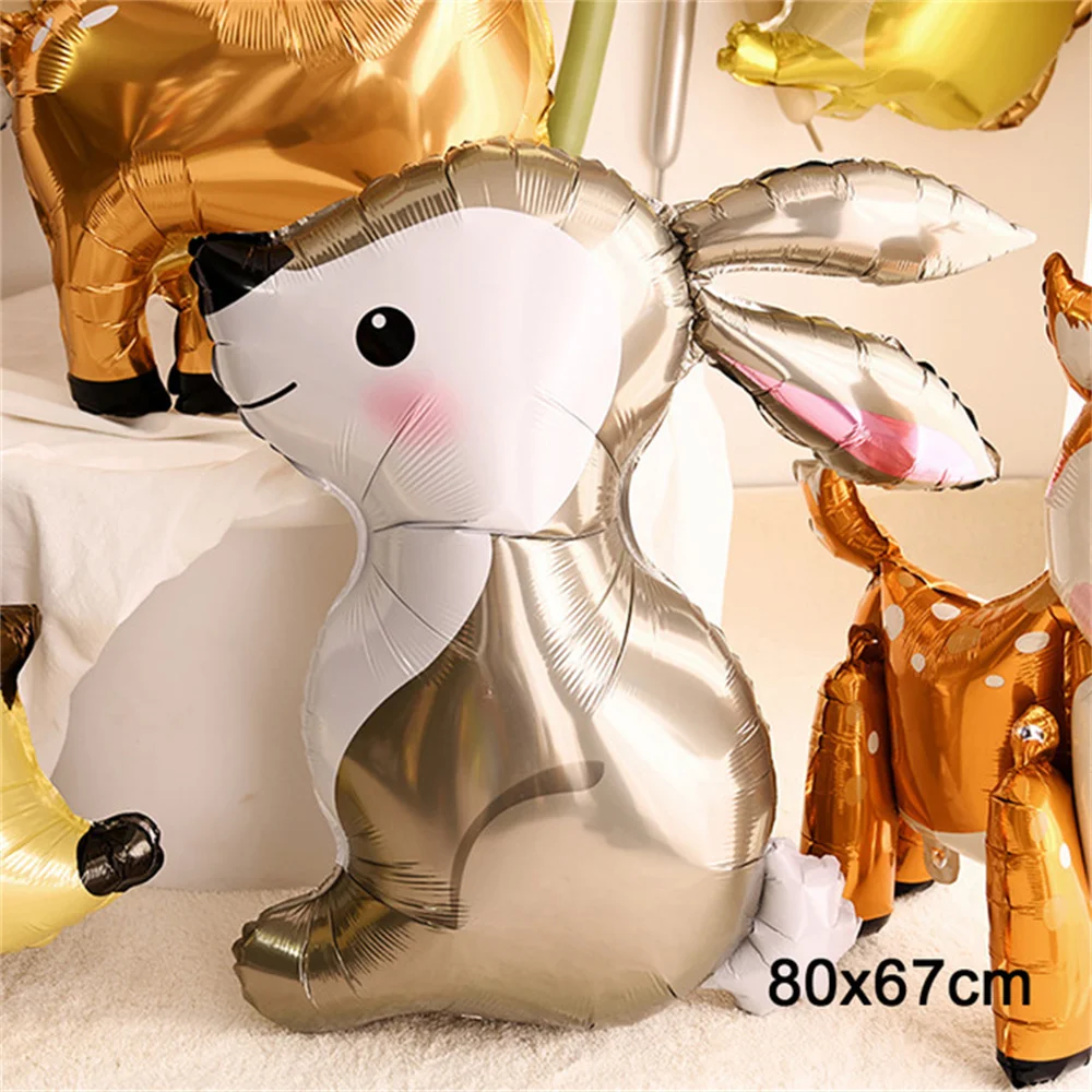 Ballons en aluminium sur le thème des animaux, fournitures de décoration d\'anniversaire, décor de fête, cerf, lapin, SLaura, Safari, adultes et