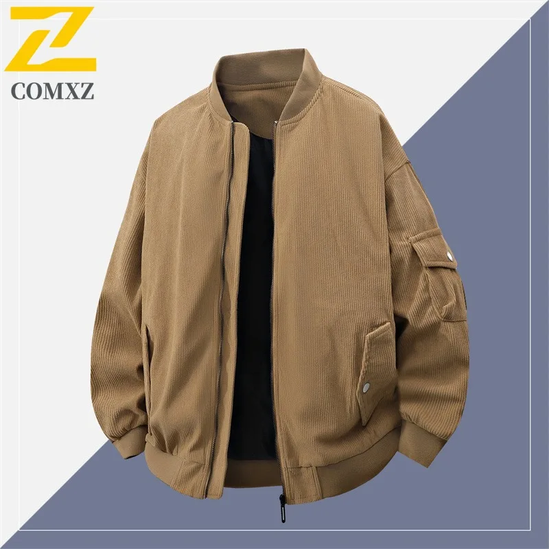 

COMXZ Outdoor Baseball Collar Jacket Men Multi-Function Fashion Adventure Windproof Coat Premium Travel Lightweight Autumn Coats