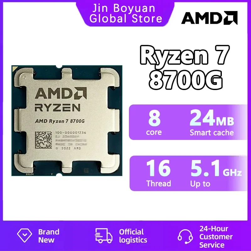 New AMD Ryzen 7 8700G - Ryzen 7 8000-G Series 8-Core 4.2 GHz Socket AM5 65W AMD Radeon 780M Processor - 100-100001236 but no fan