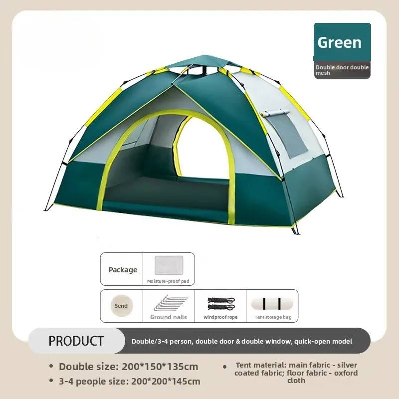 Tent outdoor camping 3-4 people automatic quick open park camping vinyl sunscreen tent