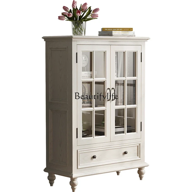 

FG10*American solid wood dining side cabinet integrated against the wall living room locker