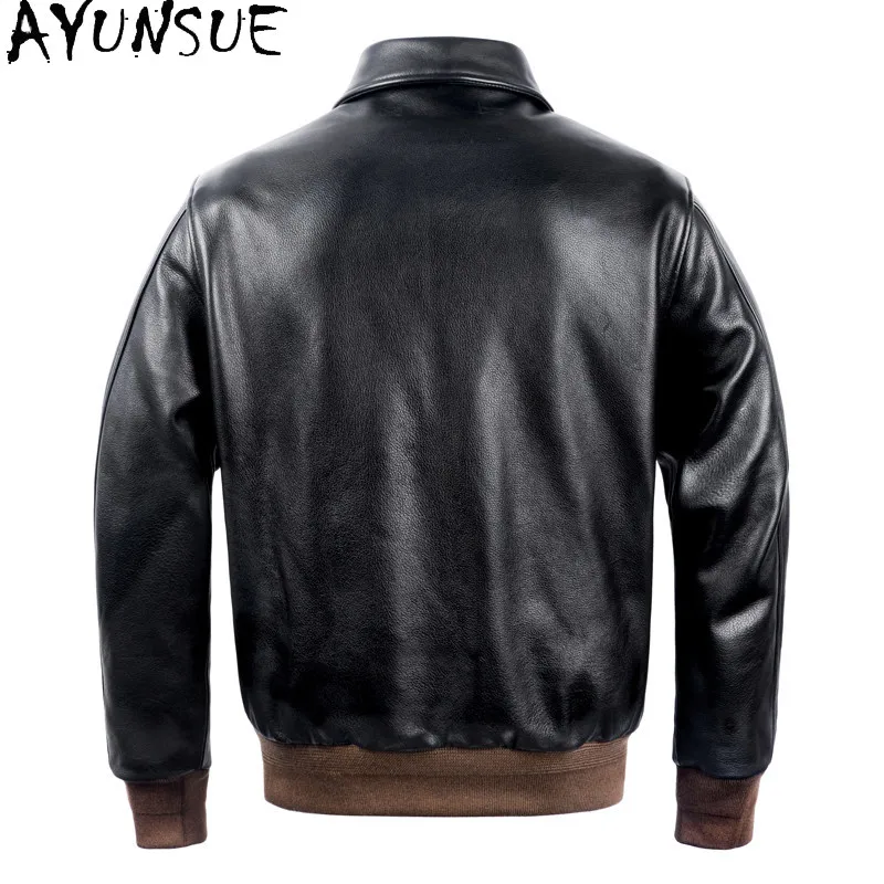 AYUNSUE Top Layer Cowhide 100% Genuine Leather Jacket Men Classic Fashion Real Cow Leather Coat Autumn Winter High Quality Coats