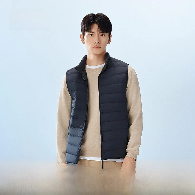 

Мужской легкий теплый жилет Bosideng 2025 из полиэфирного волокна с наполнителем из пуха, повседневный, однотонный