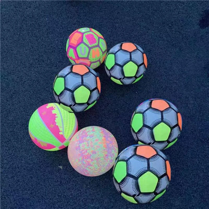 Kids Luminous Bouncy Ball Toys Novelty Light Inflatable Ball Football Basketball  Outdoor Sports Toy For Children Game Gifts