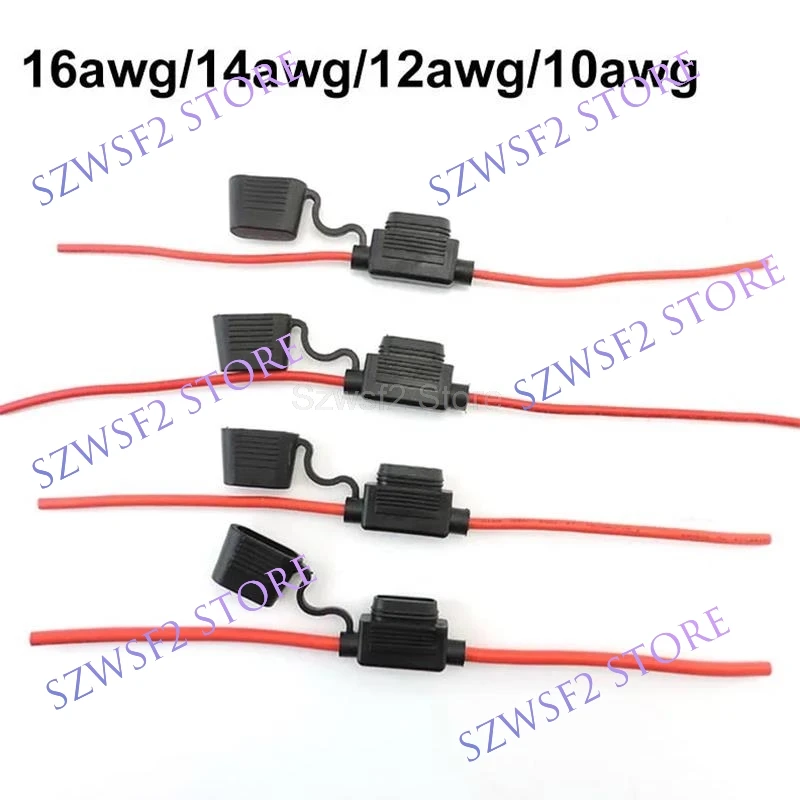 16/14/12/10AWG Waterproof Auto Fuse Holder Mini Small Medium Car Blade Fuse wire cable 10A 20A 30A 50A fuse Power Socket E2