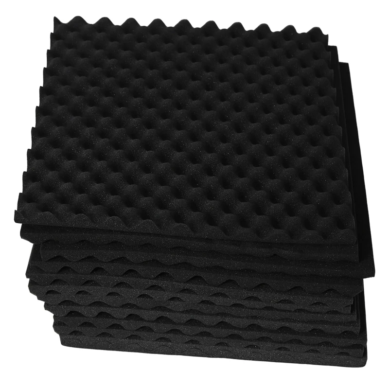 12 Pack Egg Crate Soundproof Foam Panels 1.2Inch X 20Inch X 20Inch Acoustic Foam Fit For Home & Pro Studios Black