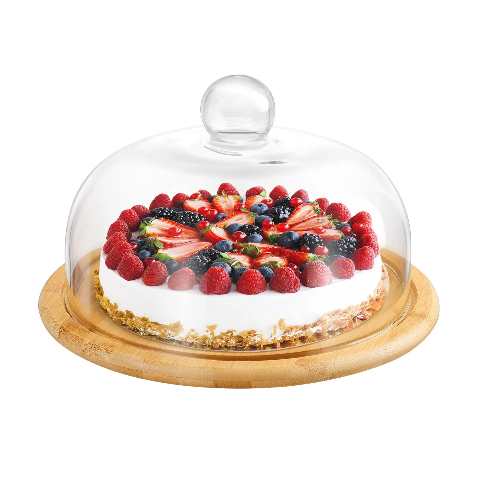 

Cake Glass Lid Display Plate Dessert Dome Pastry Party with Tray Stand Covered Cakes