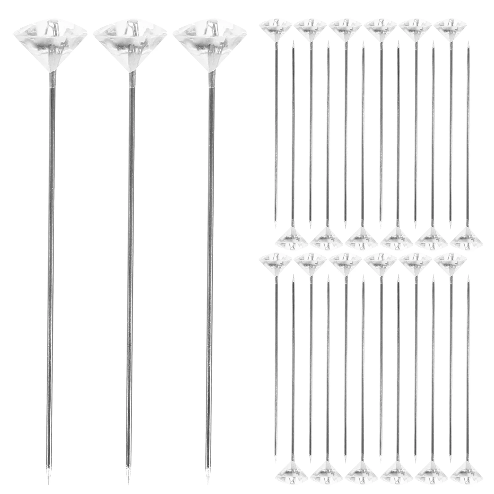 

100pcs Crystal Rhinestone Acrylic Transparent Wedding Flower Pin Sewing Accessories Locating Braid Fixing Bouquet Decorative
