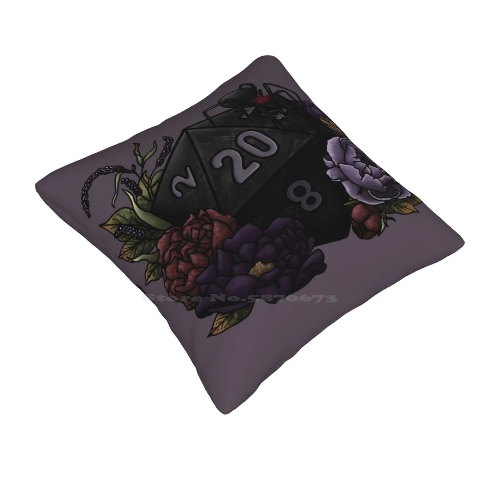 Drow D20-Tabletop Gaming Dice Pillows Case Bedroom Home Decoration D20 Dnd And Dragons Dice Feminine Games Nerdy Geeky Geek