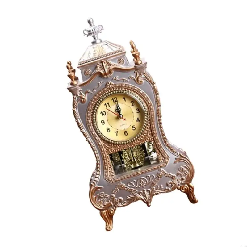  Carvings Antique Design Table Clock 12 Musical Alarms Mantels Clock with Chimes and Pendulum For Accurate Timekeeping