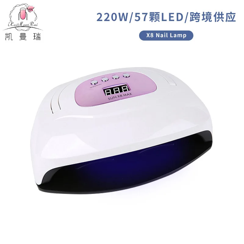 Máquina de fototerapia de alta potencia de 220W, lámpara para hornear manicura de secado rápido, secador de uñas portátil con sincronización de cuatro velocidades, entradas transfronterizas