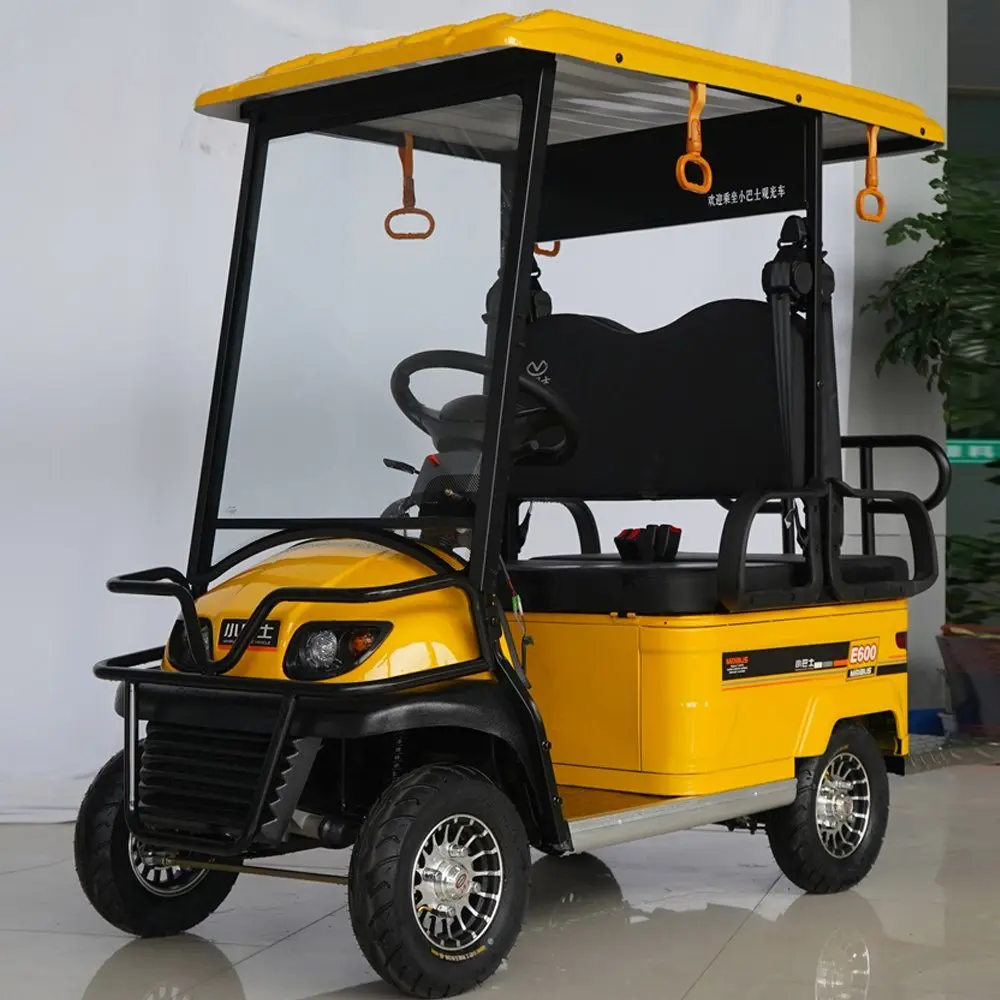 Powerful Rear Wheel Dual Drive Dirt-Free Steep Incline 650/800W Differential Motor 60V 20/32/50AH 2 Seats Electric Bus Golf Cart