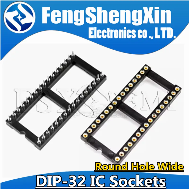 5pcs DIP-32 Round Hole Square hole 32 Pins Wide 2.54MM DIP IC Sockets Adaptor Solder Type IC Connector