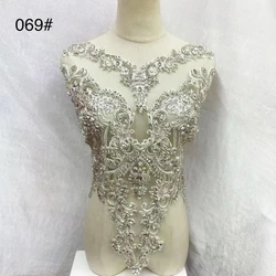 Hand Sewing Silver Bodice Applique Crystals Rhinestone Wedding Appliques Gold Patches for Dress Decoration Clothing Accessories