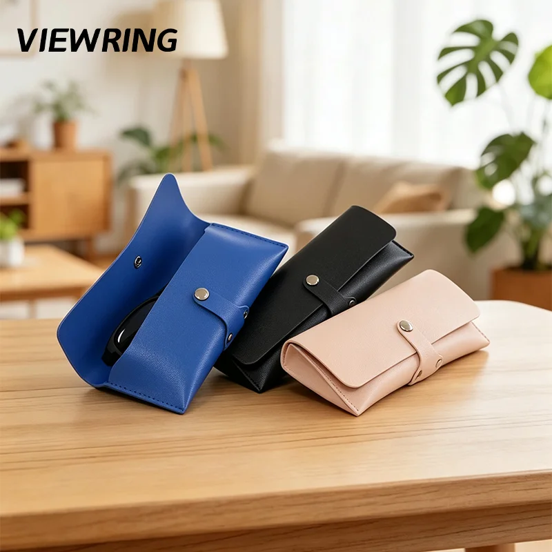 VIEWRING PU Leather Glasses Case Snap Button Portable Sunglasses Box Soft Eyeglasses Pouch Storage Bag For Reading Glasses