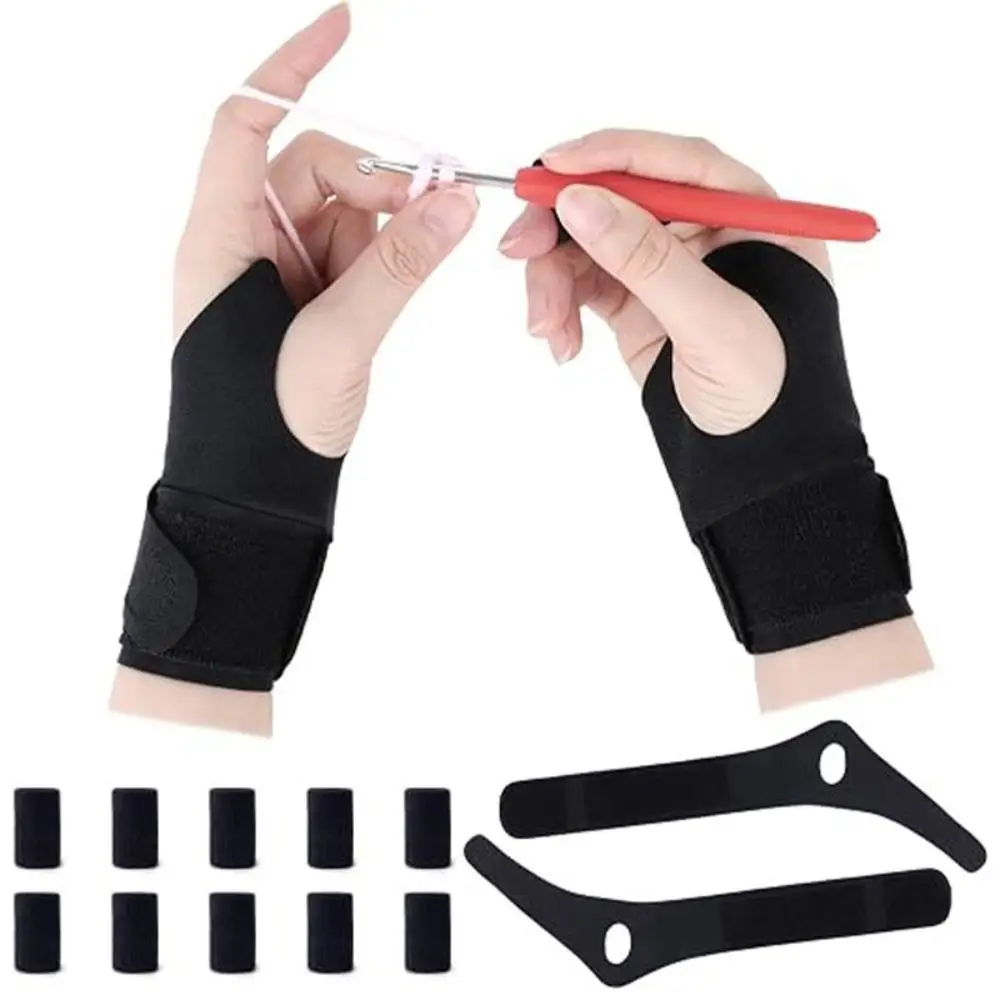 Ergonomic Design Crochet Glove Sets with Finger Covers Adjustable Wrist Support Brace Comfortable Breathable