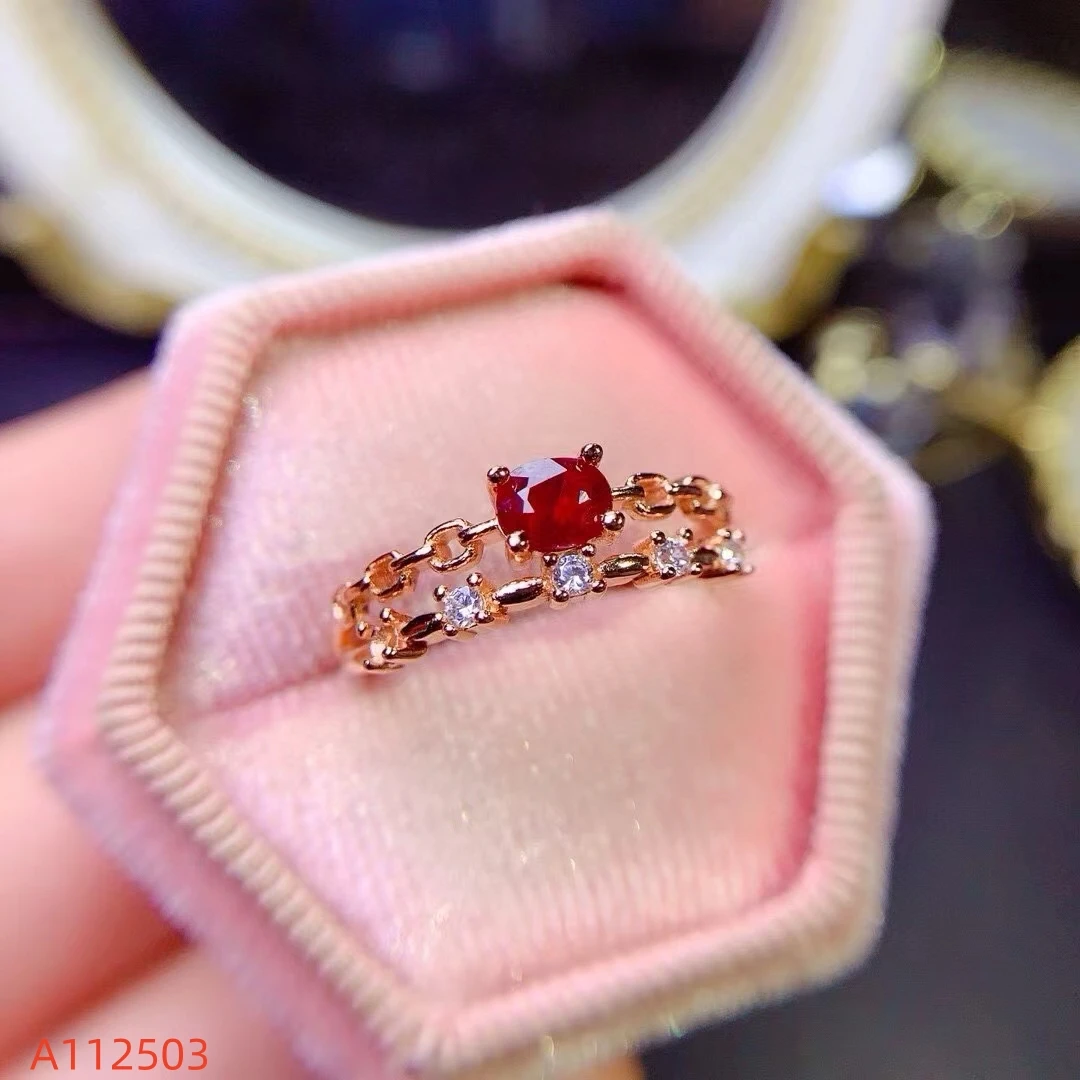 KJJEAXCMY Fine Jewelry Natural Ruby Women's Ring S925 Silver Electroplating Process Inlaid High Clarity Gems Support Testing