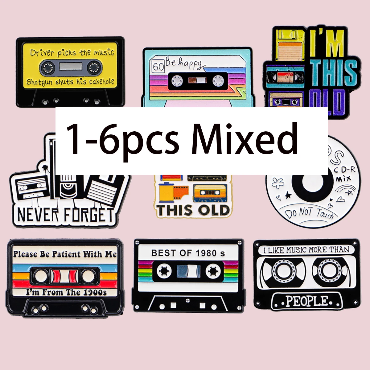 

Funny Retro 90s Cassette Tape Enamel Pins Lapel Pin Badge on Backpack Clothing Accessories Fashion Jewelry Friends Gifts