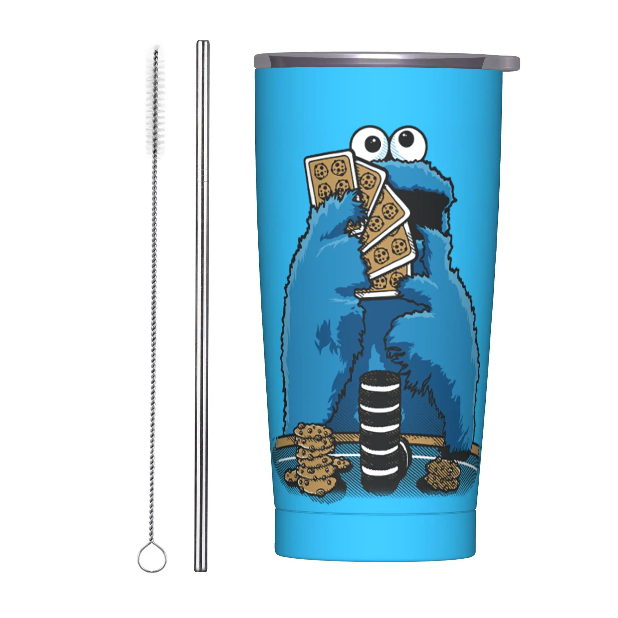 Vaso Térmico de Acero Inoxidable Hold'em Cookie Monster, Taza Portátil para Bebidas Calientes, Tazas para Auto, Botella de Agua de Viaje