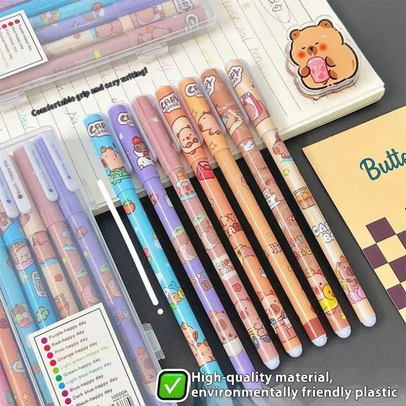 

10Pcs Colorful Cartoon Capybara Pens Quick-Drying Neutral Pens Cute Fashion Color Pen Office Supplies Student Stationery Gifts