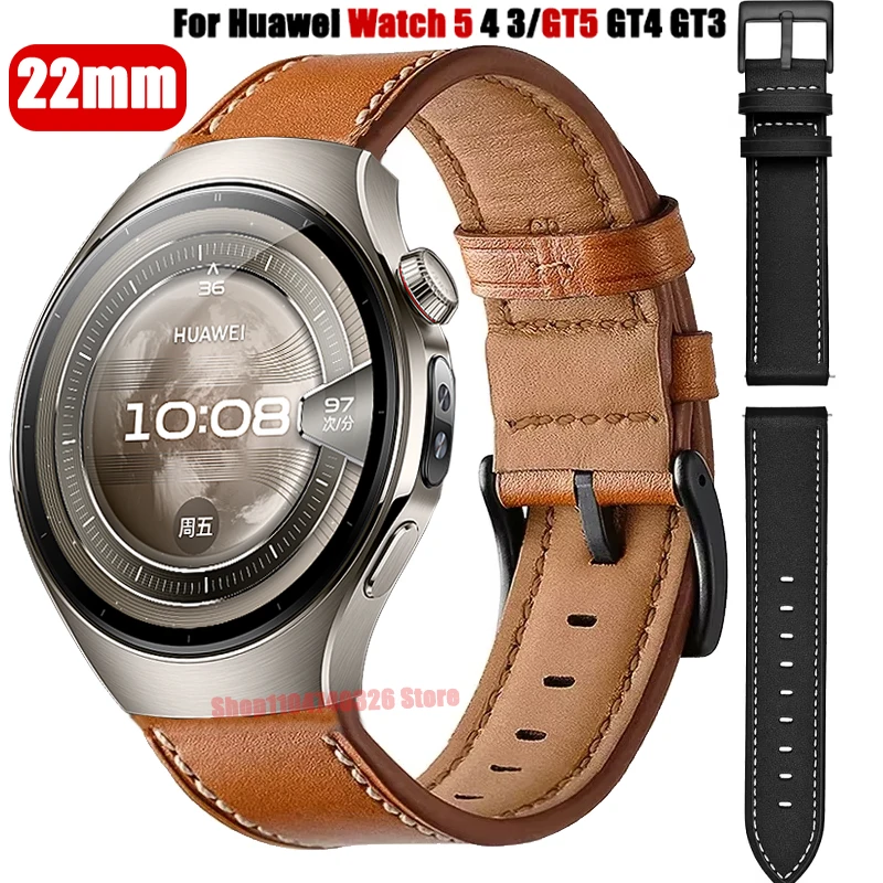 22 مللي متر حزام جلدي ريترو لساعة هواوي 5 4 3 برو 46 مللي متر سوار لهواوي ساعة GT 5/5 برو GT4 GT3/3Pro GT2/2E/2Pro معصمه