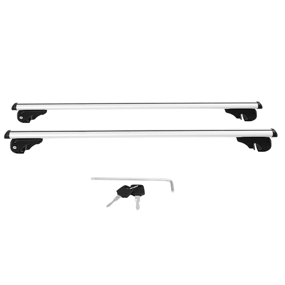

120cm Aluminum Alloy Universal Silver Car Roof Rack Cross Bar Lockable Rail Luggage Carrier