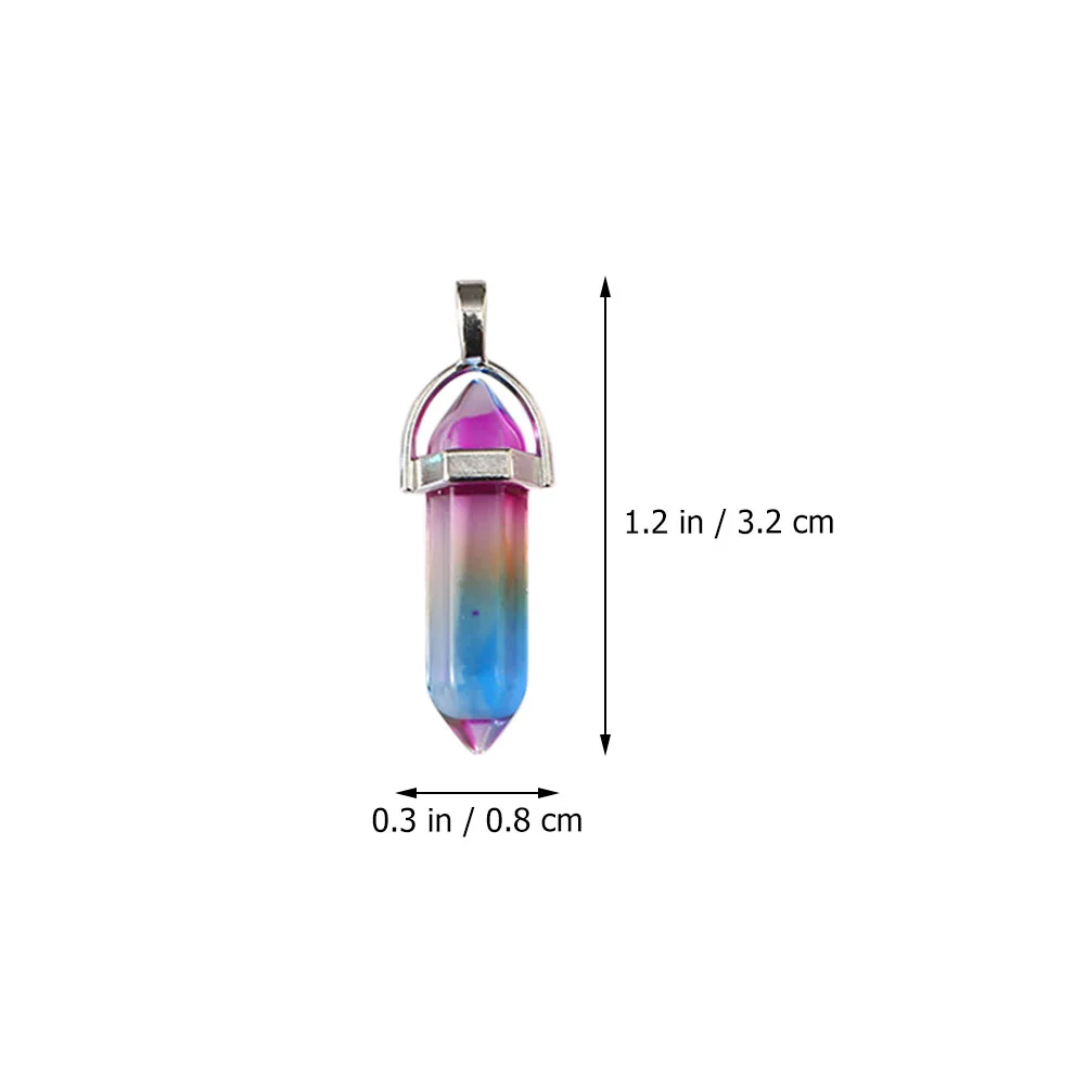 7 Pcs Double Pointed Hexagonal Column Crane Colored Glaze Pendant Creative Hanging DIY Charms Colorful Pendants Necklace Glass