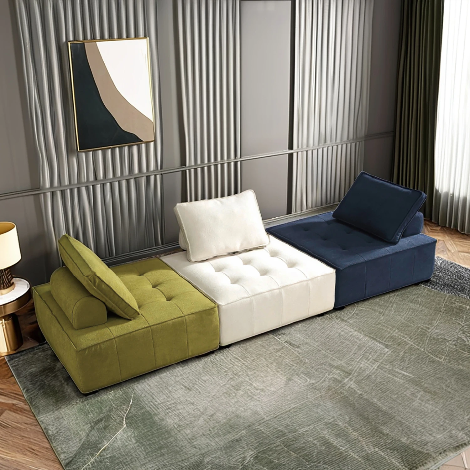 

Italian Minimalist Home Furniture Lazy Single Couch Customize Vacuum Compression Sectional Modular Sofas for Living Room Bedroom