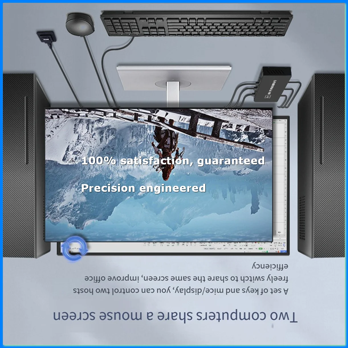 DVI KVM Switch 2-In-1 4K Two Computers Shared USB Keyboard Mouse Print Monitor Multi-Function Switching Screen-A07G
