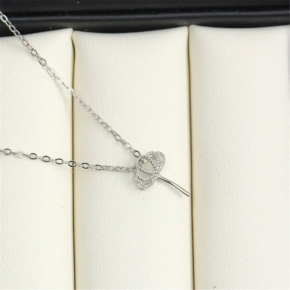 

S925 Sterling Silver Pearl Pendant Setting, DIY Empty Bezel Cup Jewelry Supplies for Craft Making, Hollow Prong Pendant Findings