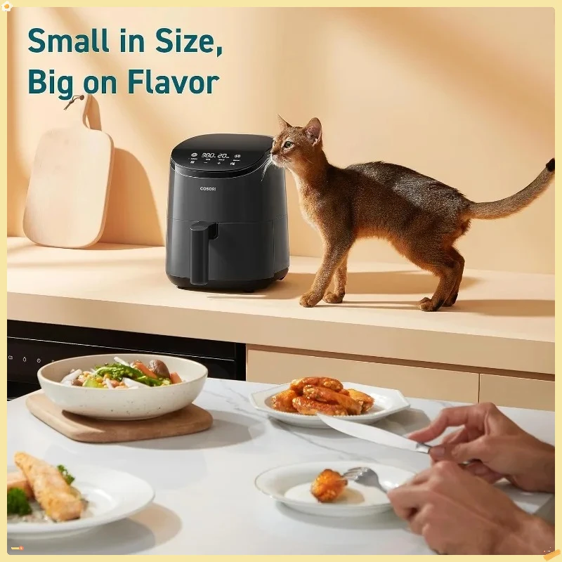 Mesa dobrável pessoal clássica resistente (altura ajustável) + mini fritadeira de ar de 2,1 Qt