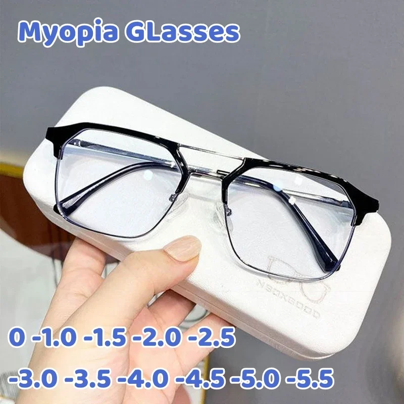 

Luxury Square Frame Myopia Glasses Office Women Men Radiation Resistant Near Sight eyewear Anti-blue Light Short Sight Glasses