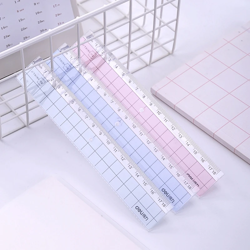 Deli 1 PC Ruler Random Color 18cm Transparent Plastic Student Stationery 6235